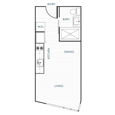 Floor plan for studio, 1 bath, 380 sqft